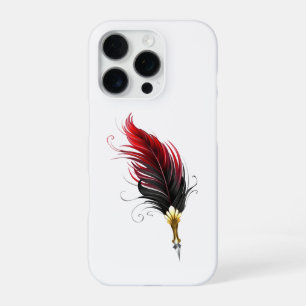 Funda Para iPhone 16 Pro Bolígrafo pluma roja con plumilla dorada