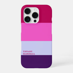 Funda Para iPhone 16 Pro Bolso de mano con rayas rosas y púrpura
