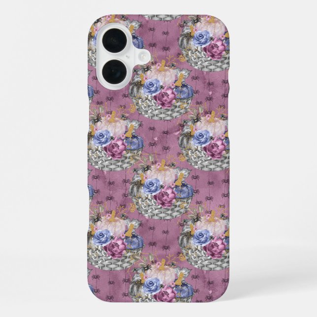 FUNDA PARA iPhone BOMBA Y FLORES DE HALLOWEB GRIS AZULES (Reverso )