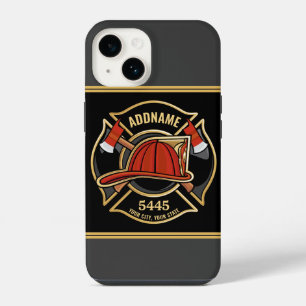 Funda Para iPhone 14 Bombero AÑADIR NOMBRE Insignia Departamento Estaci