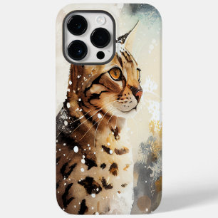 FUNDA PARA iPhone 14 PRO MAX BONITO COLOR DE AGUA MARRÓN BENGAL CAT