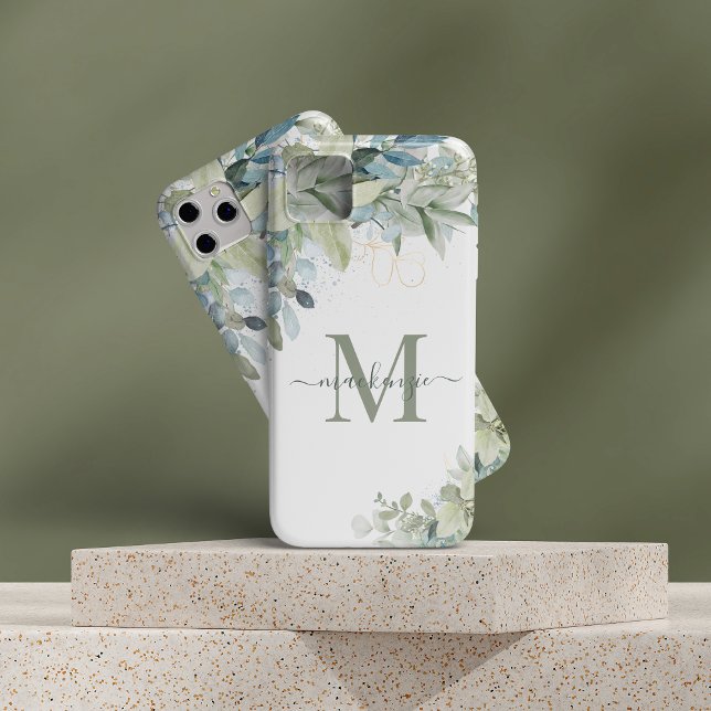 Funda Para iPhone Bonito Eucalyptus Monograma Botánico Floral (Subido por el creador)