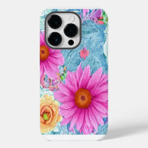 Bonito Floral Decorativo iPhone 14 Pro funda