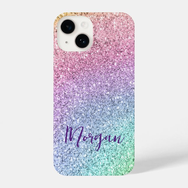 Funda Para iPhone Bonito impactante Purpurina arcoiris personalizado (Reverso )