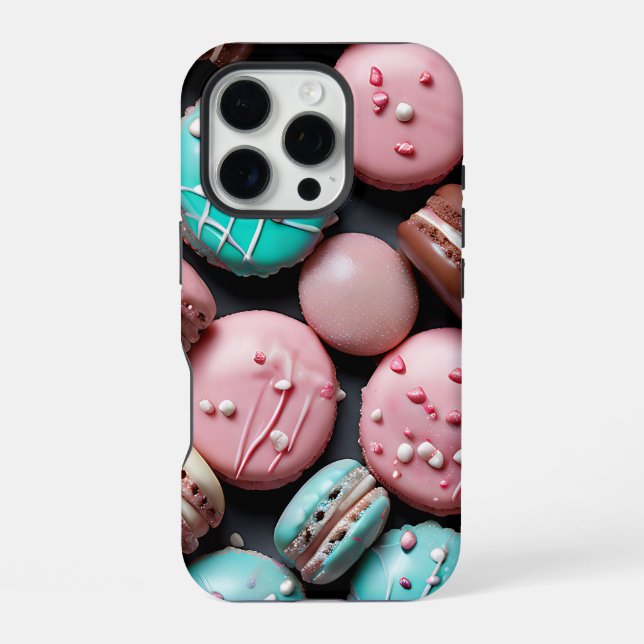 Funda Para iPhone Bonito Macaron Monogrammed (Reverso )