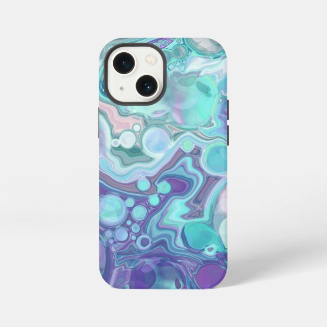 Funda Para iPhone Bonito Morado y Azul Resumen Faux Marble (Reverso )