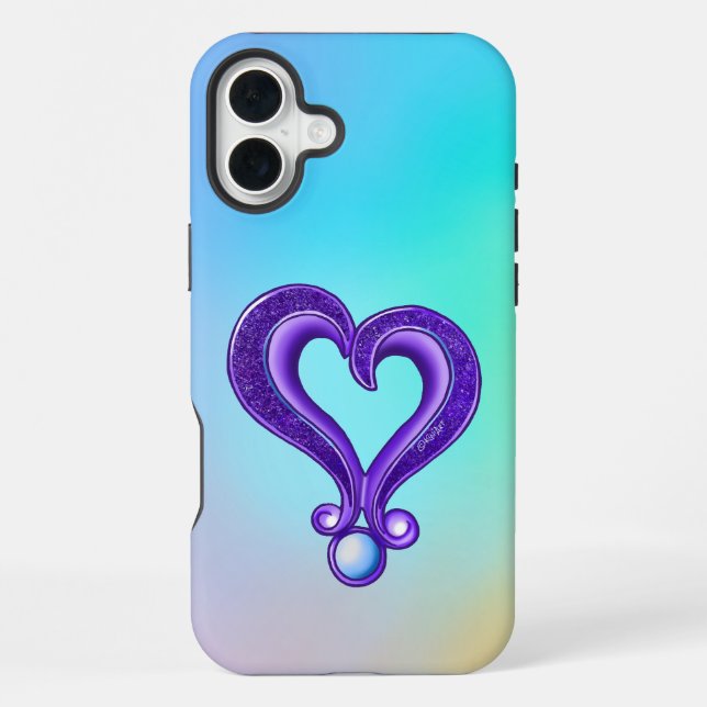 Funda Para iPhone Bonito Púrpura Corazón (Reverso )