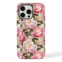 Bonito Rosa Blanco Floral Peonies Diseñador fuerte