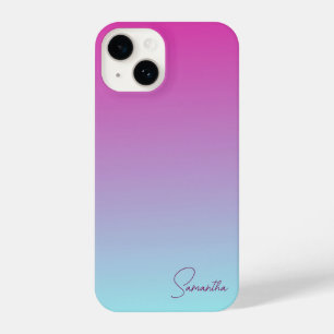 Funda Para iPhone 14 Bonito rosa y azul de algodón dulce Ombre