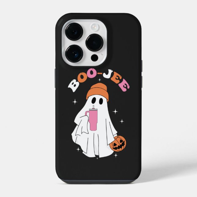 Funda Para iPhone BOO JEE divertido fantasma de Halloween café calab (Reverso )