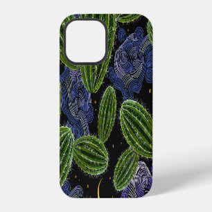 Funda Para iPhone 12 Bordados Mexicanos: La Noche de Cactus Seamless.