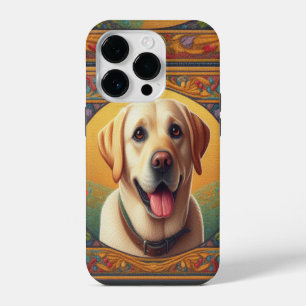 Funda Para iPhone 14 Pro Borde colorido de perro recuperador de labrador fl
