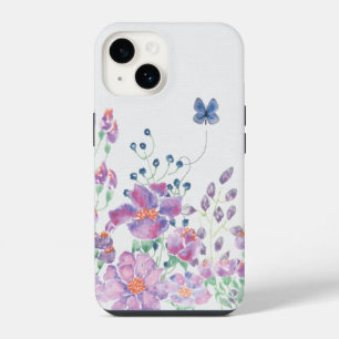 Funda Para iPhone 14 Borde floral y mariposa