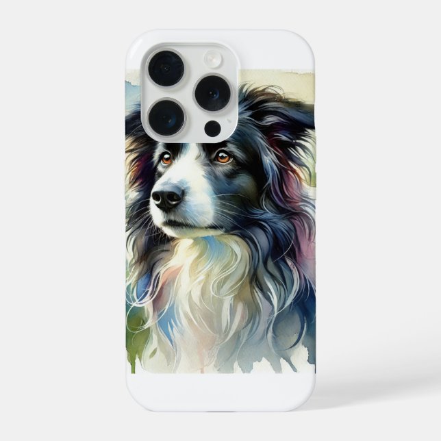 Funda Para iPhone Border Collie 141024AREF145 - Watercolor (Reverso )