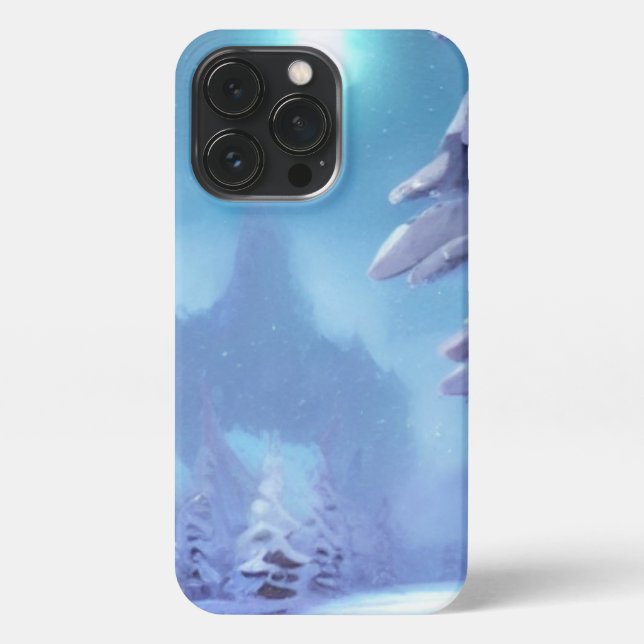 Funda Para iPhone Bosque cubierto de nieve bajo una brillante luna d (Reverso)