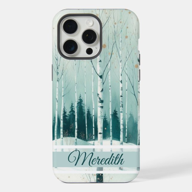 Funda Para iPhone Bosque de abedules sereno de invierno (Reverso )