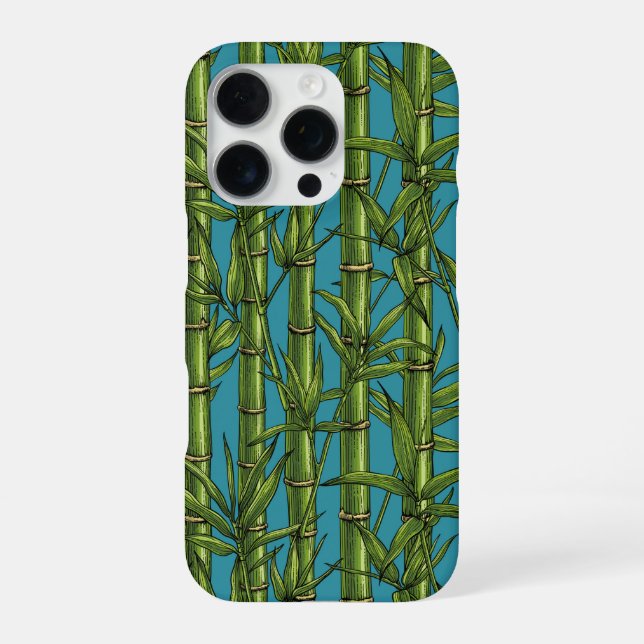 Funda Para iPhone Bosque de bambú sobre azul (Reverso)