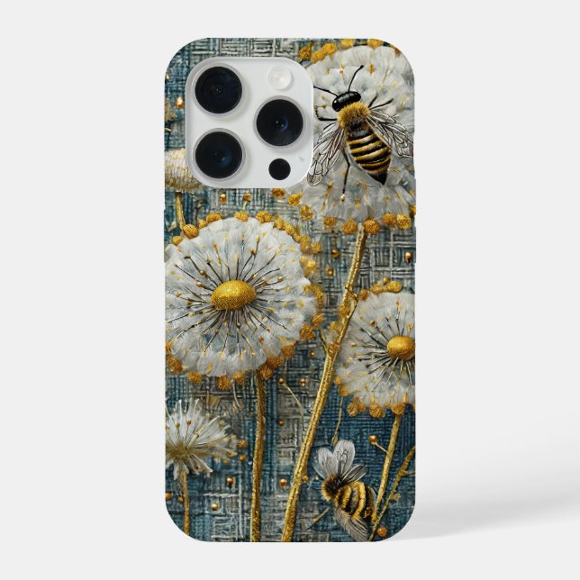 Funda Para iPhone Bosque de Dientes de León de Abejas Ocupadas (Reverso )