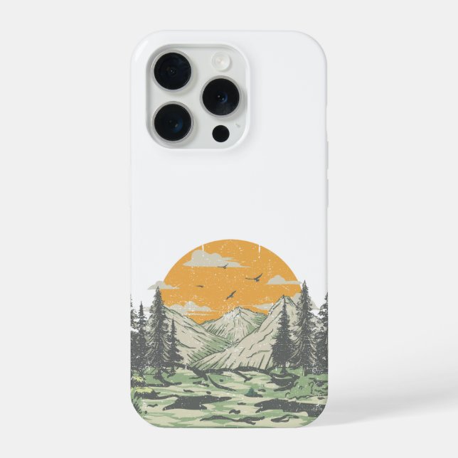Funda Para iPhone Bosque de montaña rústico moderno (Reverso )