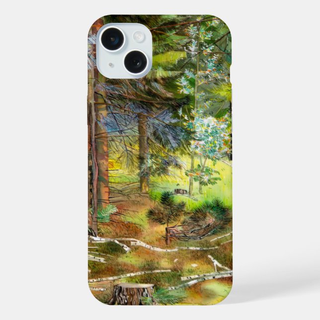 Funda Para iPhone Bosque de pinos (Reverso )