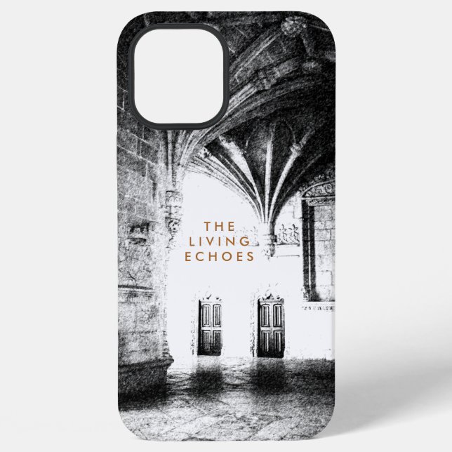 Funda Para iPhone Bosquejo Clásico Gótico de Arquitectura en Blanco  (Reverso )