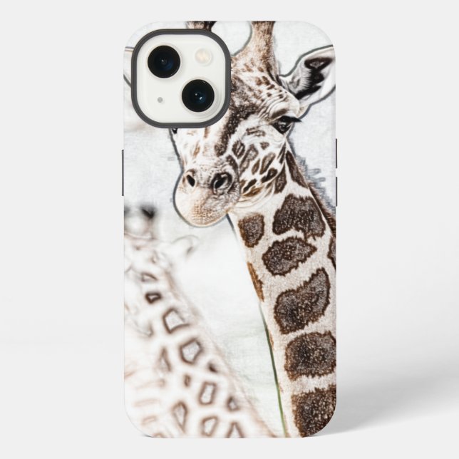Funda Para iPhone Bosquejo de la jirafa (Reverso )