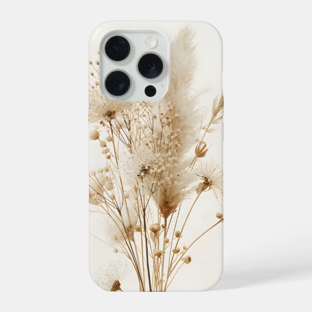 Funda Para iPhone Botánica de Flor Seca Beige (Reverso )