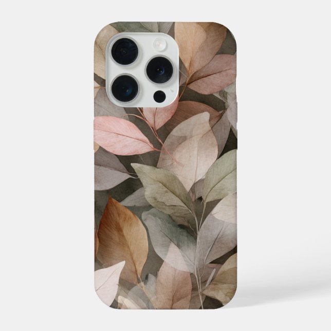 Funda Para iPhone Botánico hoja abstracto neutral boho oscuro (Reverso )