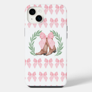 Funda Para iPhone 14 Plus Botas de vaquera Corona de laurel y lazos rosas