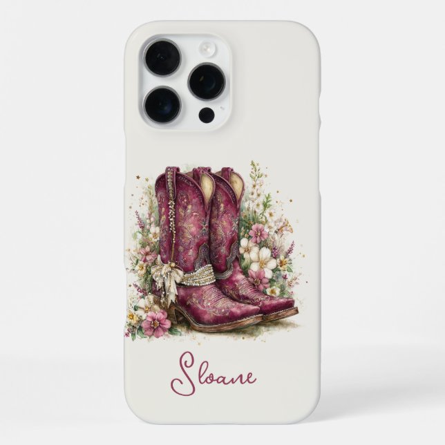 Funda Para iPhone Botas Elegantes con Flores Monogramadas (Reverso )