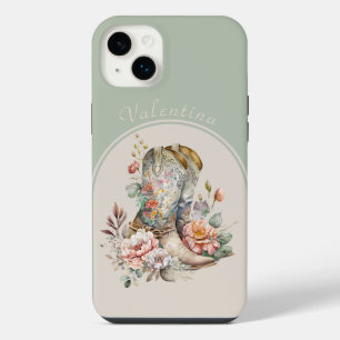 Funda Para iPhone 14 Plus Botas vaqueras florales en verde arco personalizad