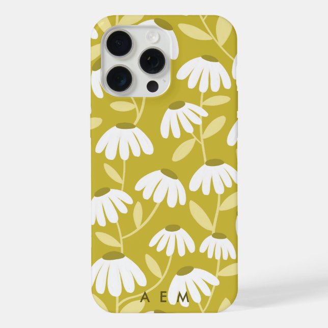 Funda Para iPhone Bottom Monogram Initials Dark Gold Floral Pattern (Reverso )