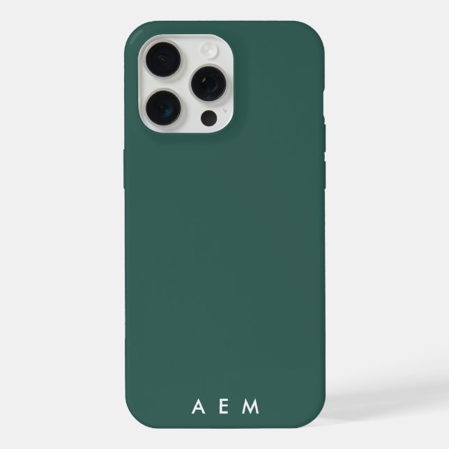Funda Para iPhone Bottom Monogram Initials Sea Green Minimalist (Reverso )