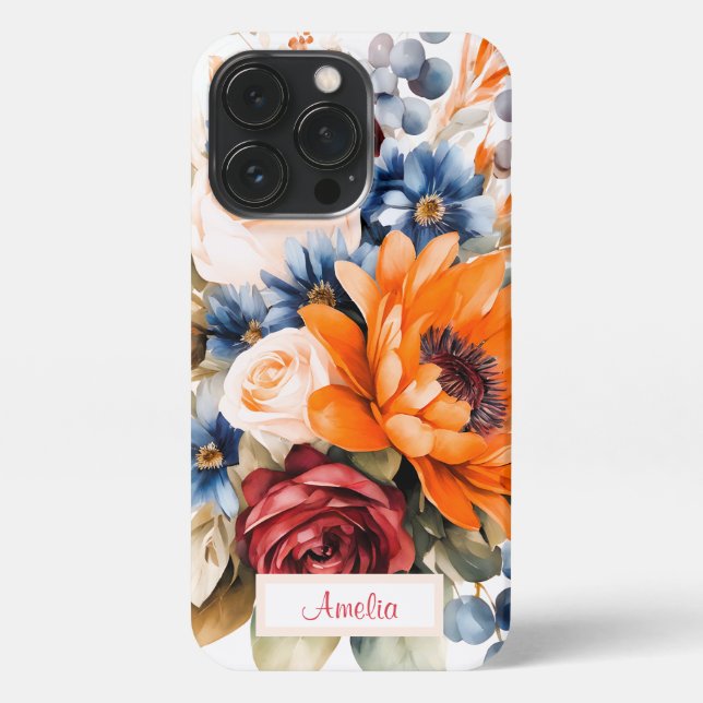 Funda Para iPhone Bouquet floral girasol personalizado (Reverso)