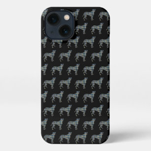 Boxer Dog Cute Silhouette Grid Black