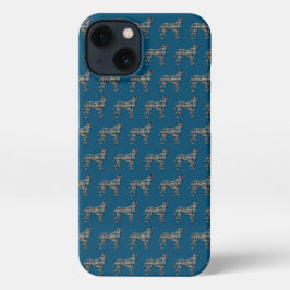 Boxer Dog Cute Silhouette Grid Blue