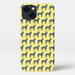 Boxer Dog Cute Silhouette Grid Blue