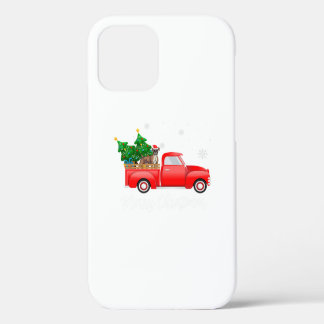 Funda Para iPhone 12 Boxer Dog Riding Red Truck Navidades