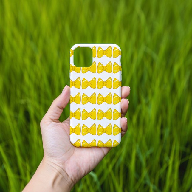 Funda Para iPhone Bright Yellow Bow Phone Case- cute Girly Ribbon (Subido por el creador)