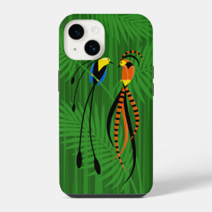 Funda Para iPhone 14 Brillantes y coloridas aves del paraíso Oscuro