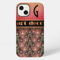 Brillo art déco aspecto melocotón verde negro