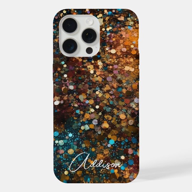 Funda Para iPhone Brillo de oro y turquesa de moda (Reverso )