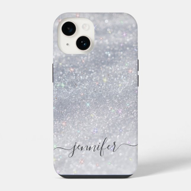Funda Para iPhone Brillo de plata elegante (Reverso )