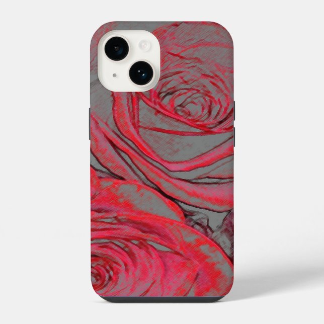 Funda Para iPhone Brillo de rosa roja moderna  (Reverso )