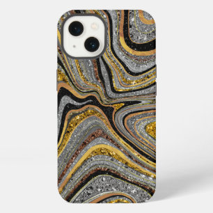 Brillo Glam Glitter art de mármol femenino gris or