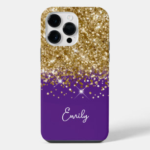 Funda Para iPhone 14 Pro Max Brillo Glam Rosa Real y Dorado