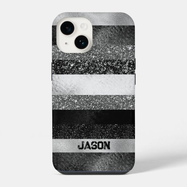 Funda Para iPhone Brillo negro y plateado (Reverso )