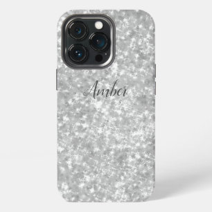 Funda Para iPhone 13 Pro Brillo Plateado Glitter Elegante Personalizado