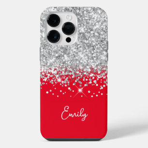 Funda Para iPhone 14 Pro Max Brillo Rojo y Plateado Glam