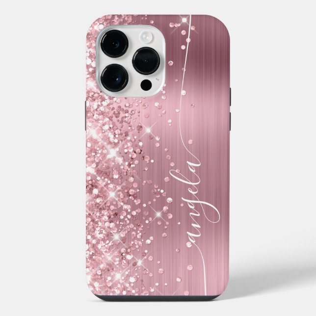 Funda Para iPhone Brillo Rosa Claro Firma Glam (Reverso )
